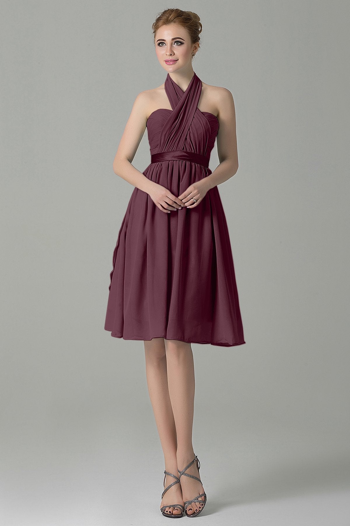 COCOMELODY A-Line Knee Length Chiffon Bridesmaid Dress COZM14050 