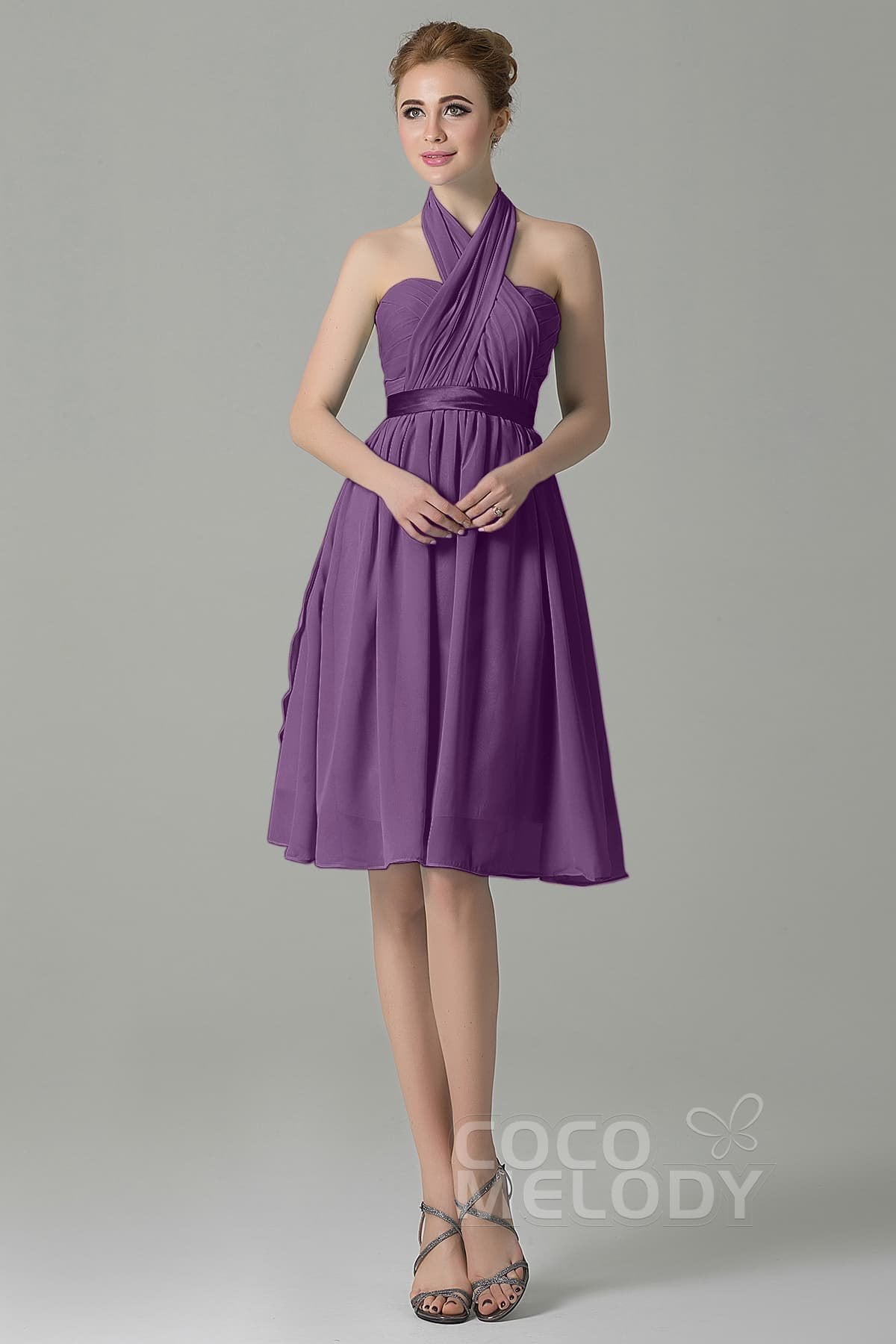 COCOMELODY A-Line Knee Length Chiffon Bridesmaid Dress COZM14050 