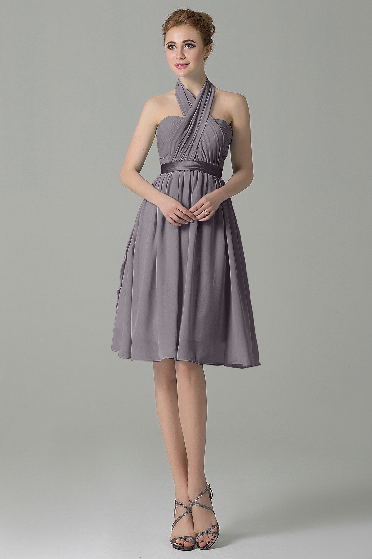 COCOMELODY A-Line Knee Length Chiffon Bridesmaid Dress COZM14050 