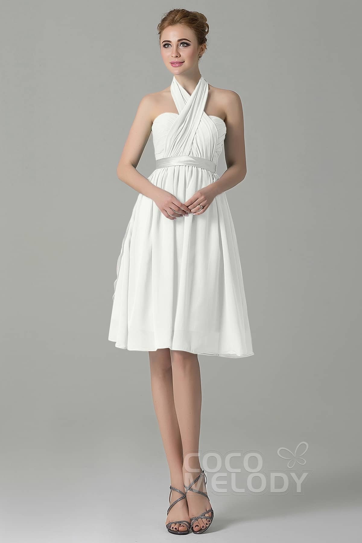 COCOMELODY A-Line Knee Length Chiffon Bridesmaid Dress COZM14050 