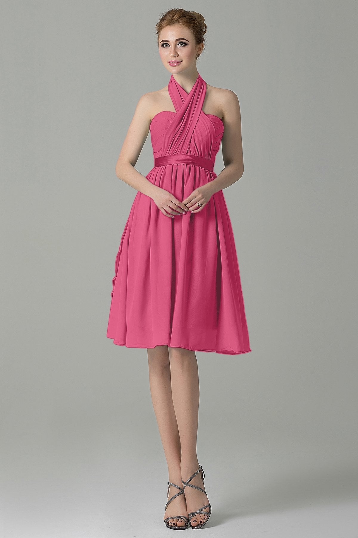 COCOMELODY A-Line Knee Length Chiffon Bridesmaid Dress COZM14050 