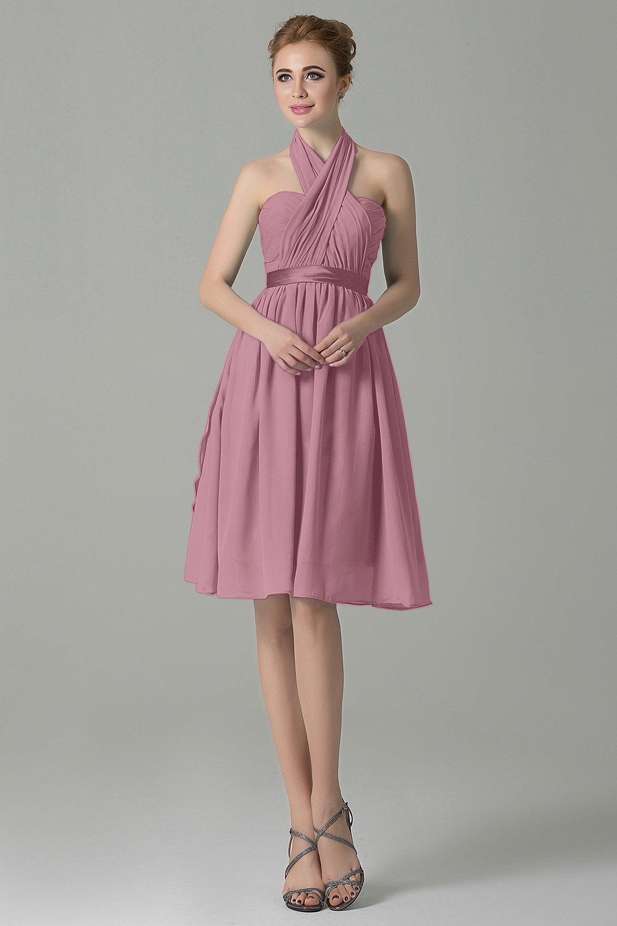 COCOMELODY A-Line Knee Length Chiffon Bridesmaid Dress COZM14050 