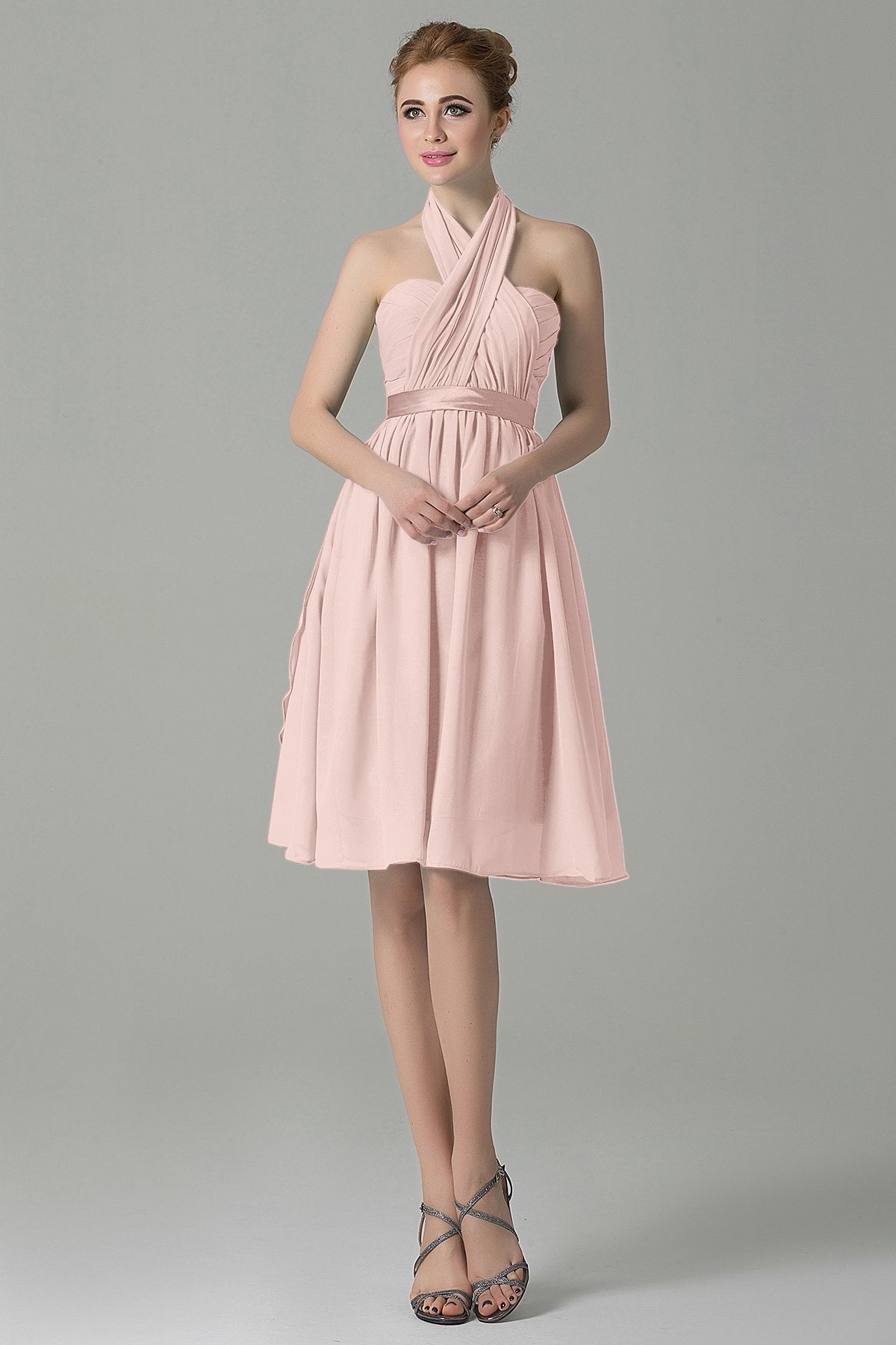 COCOMELODY A-Line Knee Length Chiffon Bridesmaid Dress COZM14050 