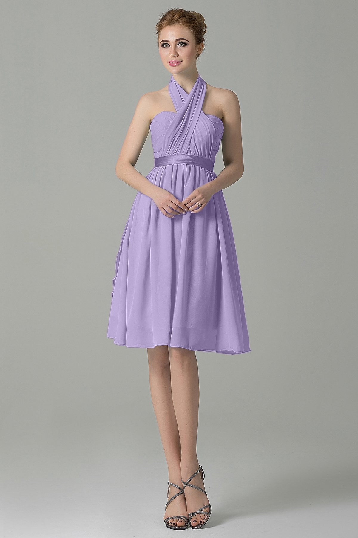 COCOMELODY A-Line Knee Length Chiffon Bridesmaid Dress COZM14050 