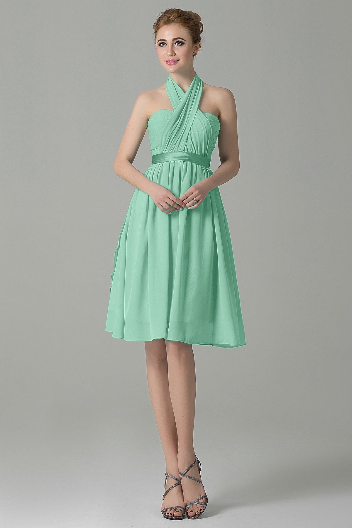 COCOMELODY A-Line Knee Length Chiffon Bridesmaid Dress COZM14050 