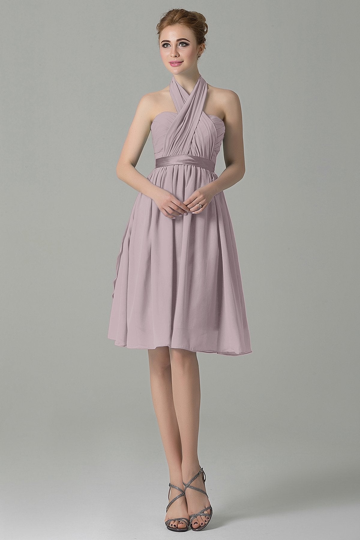 COCOMELODY A-Line Knee Length Chiffon Bridesmaid Dress COZM14050 