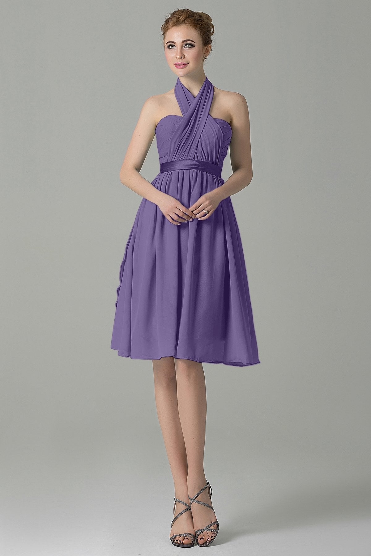 COCOMELODY A-Line Knee Length Chiffon Bridesmaid Dress COZM14050 