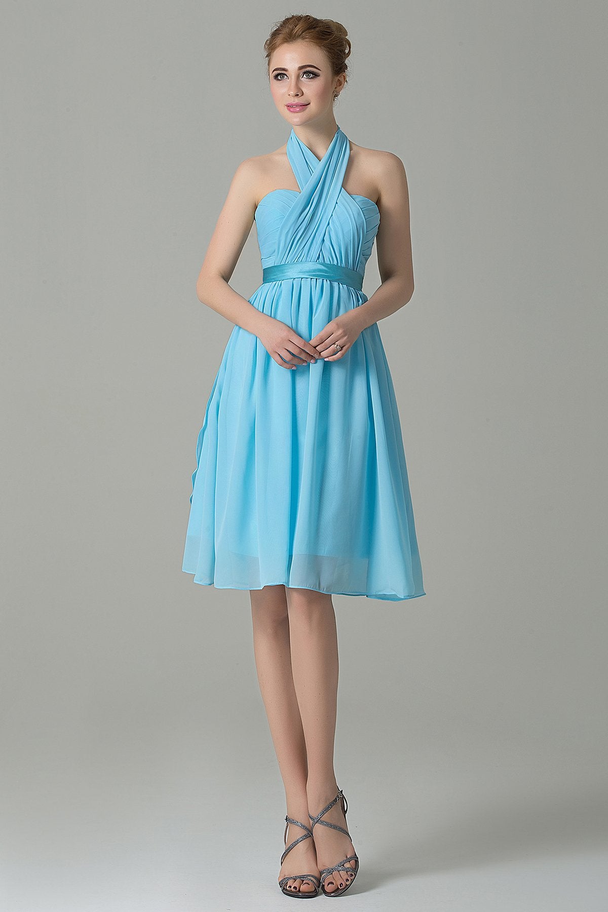 COCOMELODY A-Line Knee Length Chiffon Bridesmaid Dress COZM14050 