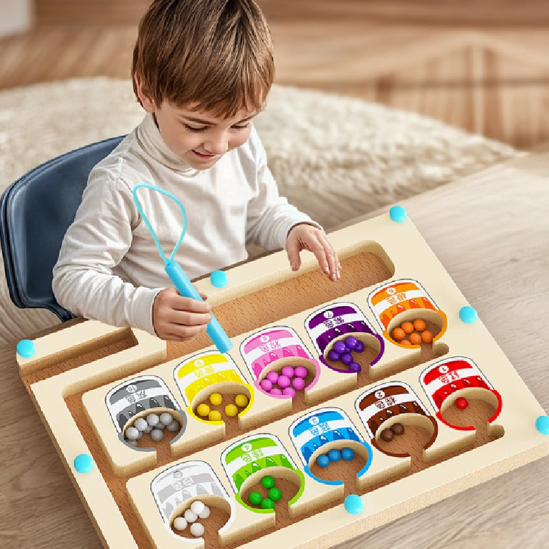 Children's magnetic wooden bead maze toy 844735599183