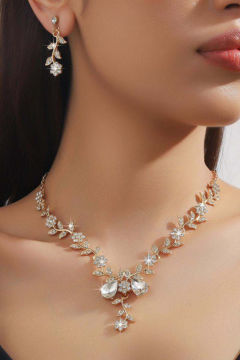 Alloy Rhinestone Necklace Earrings Jewelry 799625813629