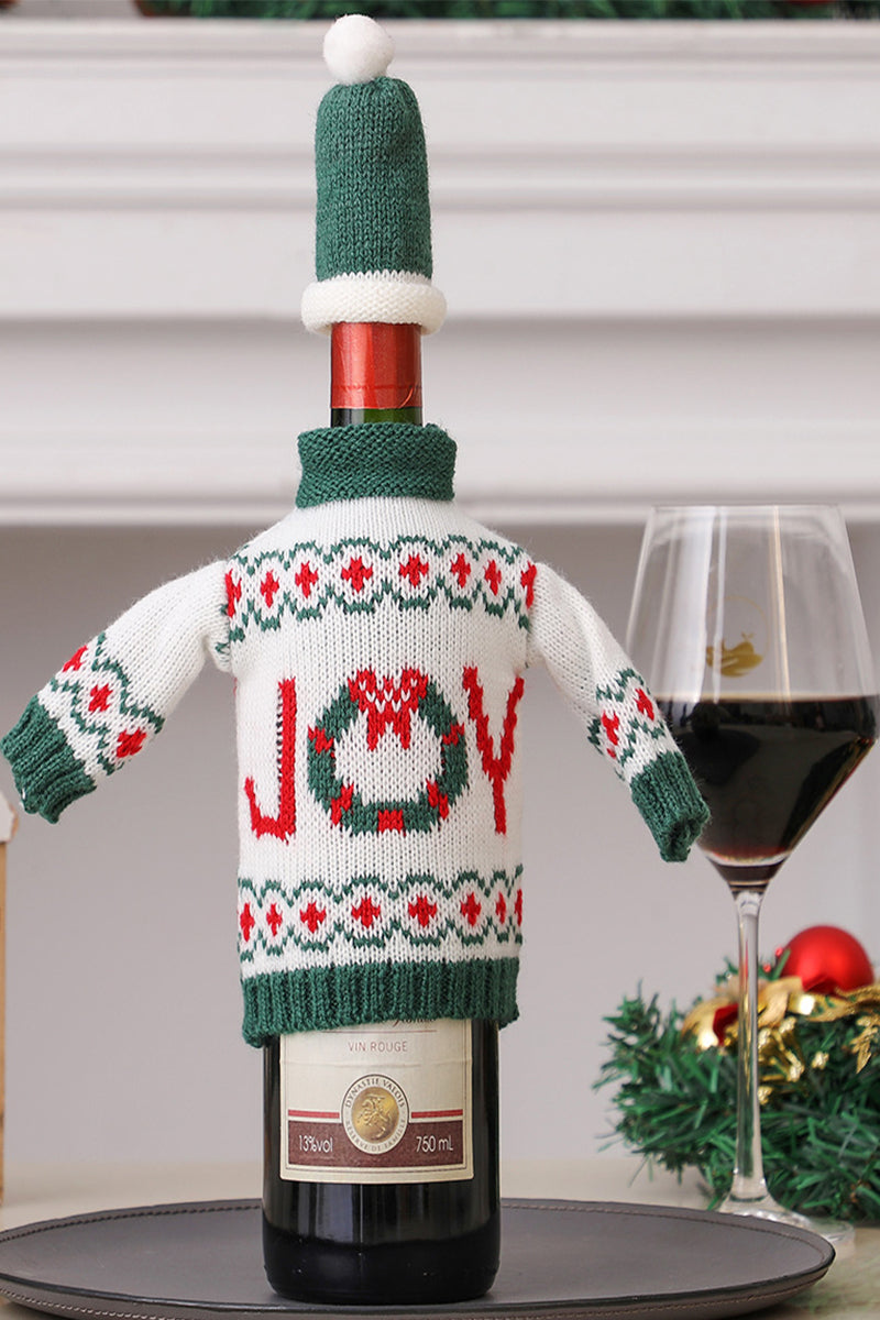 Christmas decorations wine knit bottle set holiday scene layout   807308392160