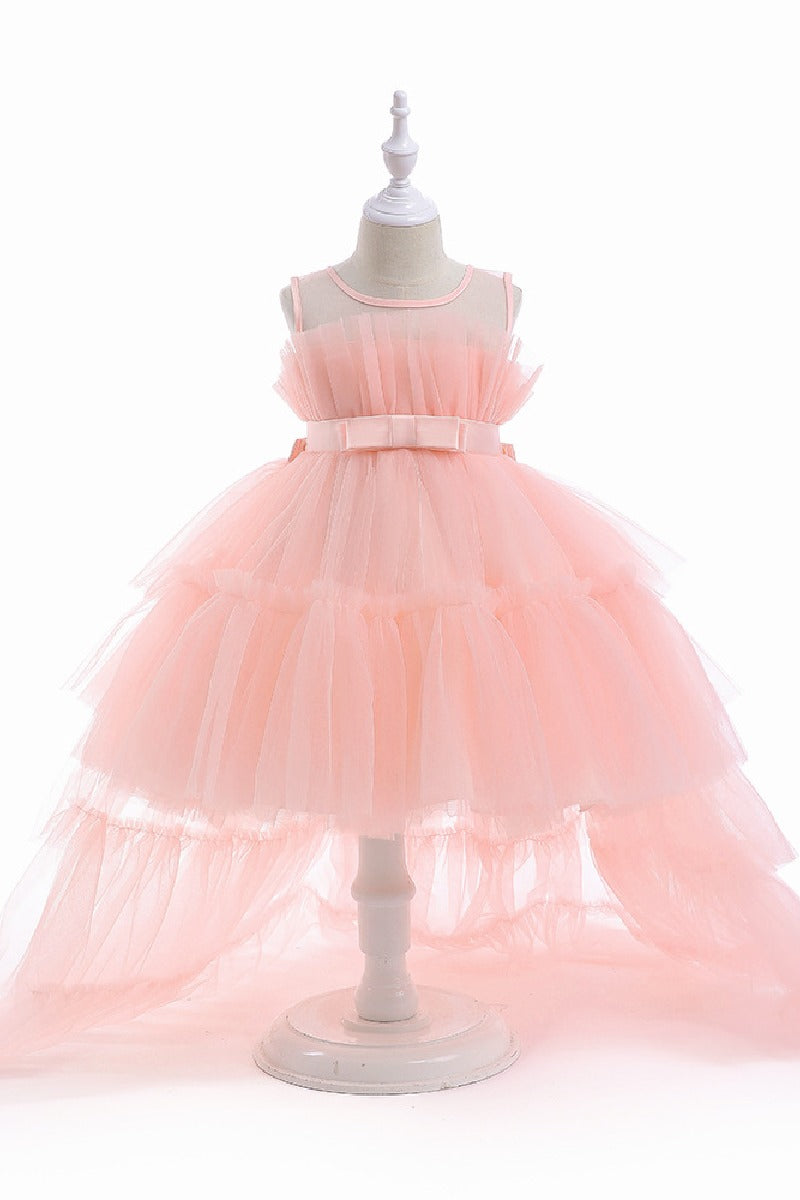 Ball-Gown Square Neckline Knee-Length Tulle Removable tail Flower Girl Dresses 776544998685