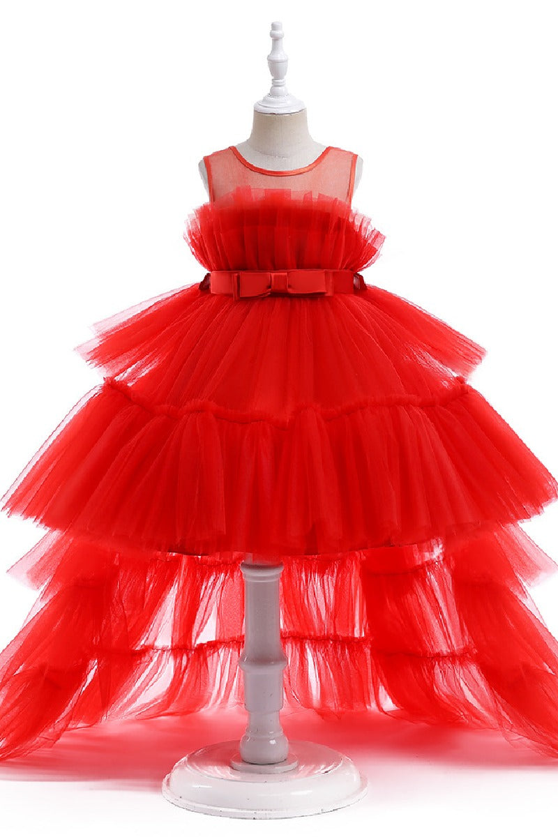 Ball-Gown Square Neckline Knee-Length Tulle Removable tail Flower Girl Dresses 776544998685