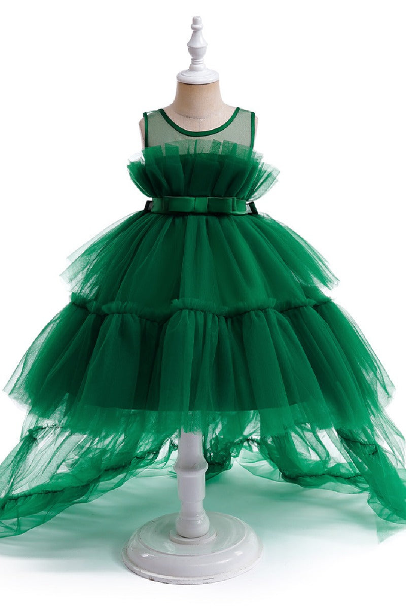 Ball-Gown Square Neckline Knee-Length Tulle Removable tail Flower Girl Dresses 776544998685