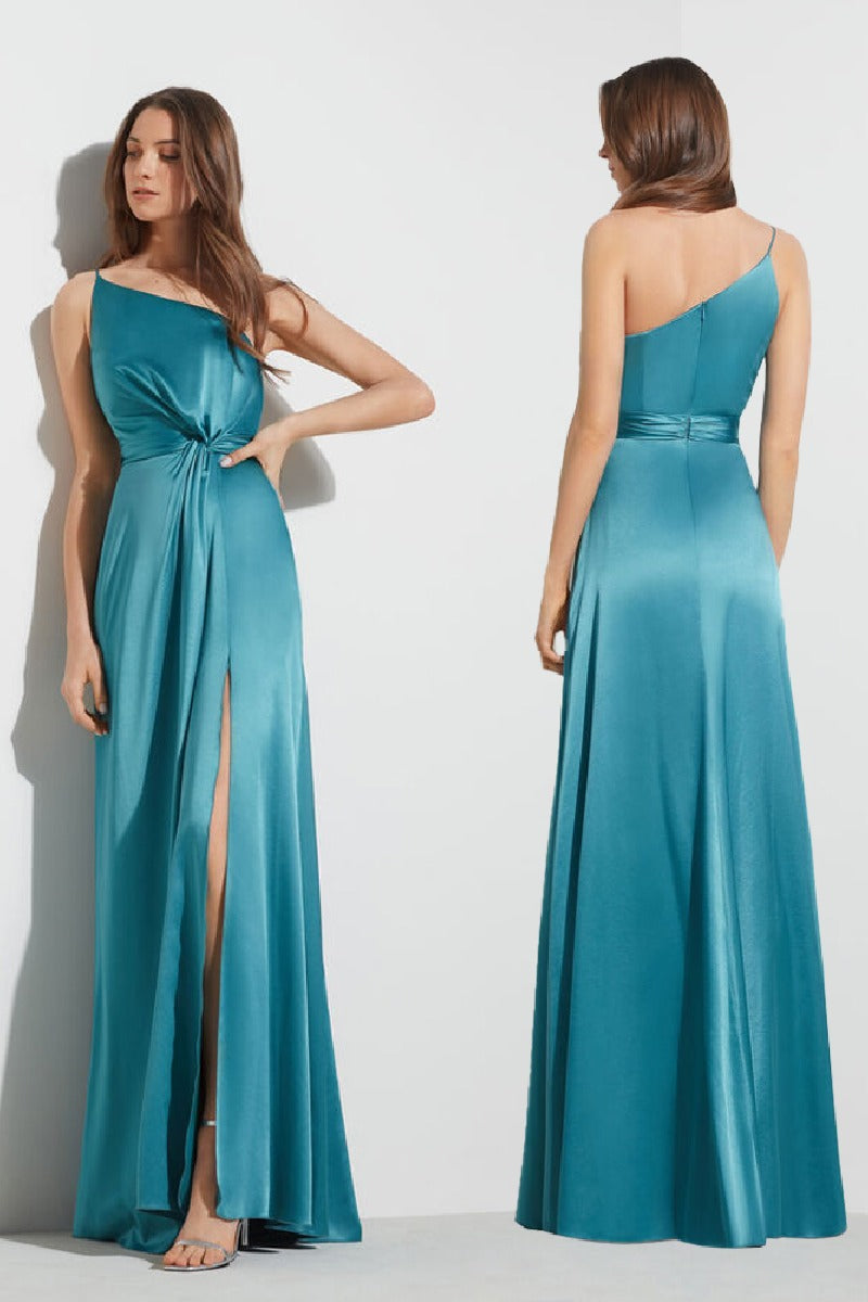 A-Line Maxi Luxuriant Satin Bridesmaid Dress 671430506147