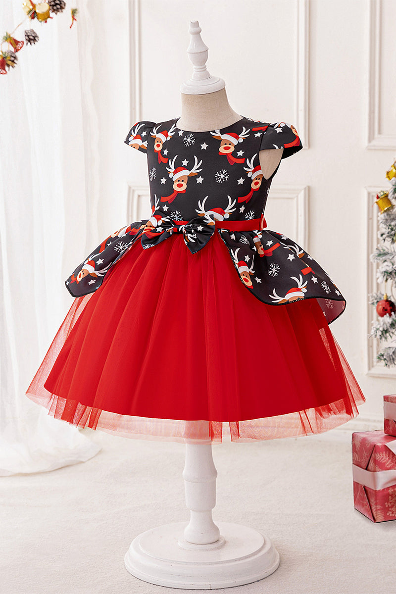 A-Line Mini Satin Print flower girl dress 836605427581