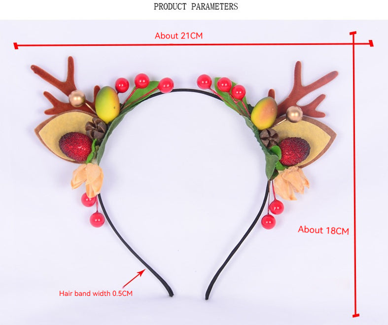 Christmas cat ears Berry headband Holiday party face wash antler headband 849471800595