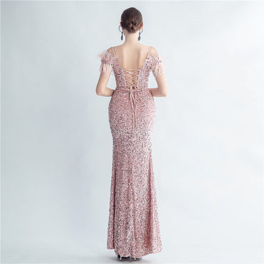 Trumpet-Mermaid Floor Length Sequins Dress 794624136176