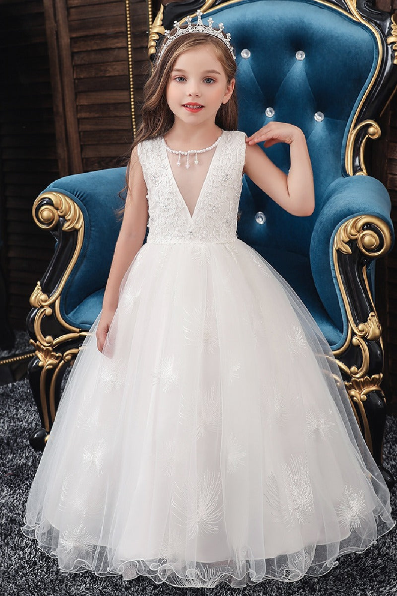 A-Line/Princess Scoop Neck Tulle Flower Girl Dresses With Sash/Bow  612626068133