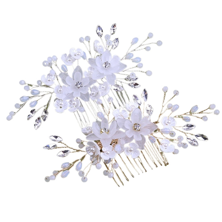 White pearl Pan Hair comb ornaments Handmade flower headdress bridal ornaments 728343527290