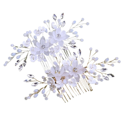 White pearl Pan Hair comb ornaments Handmade flower headdress bridal ornaments 728343527290