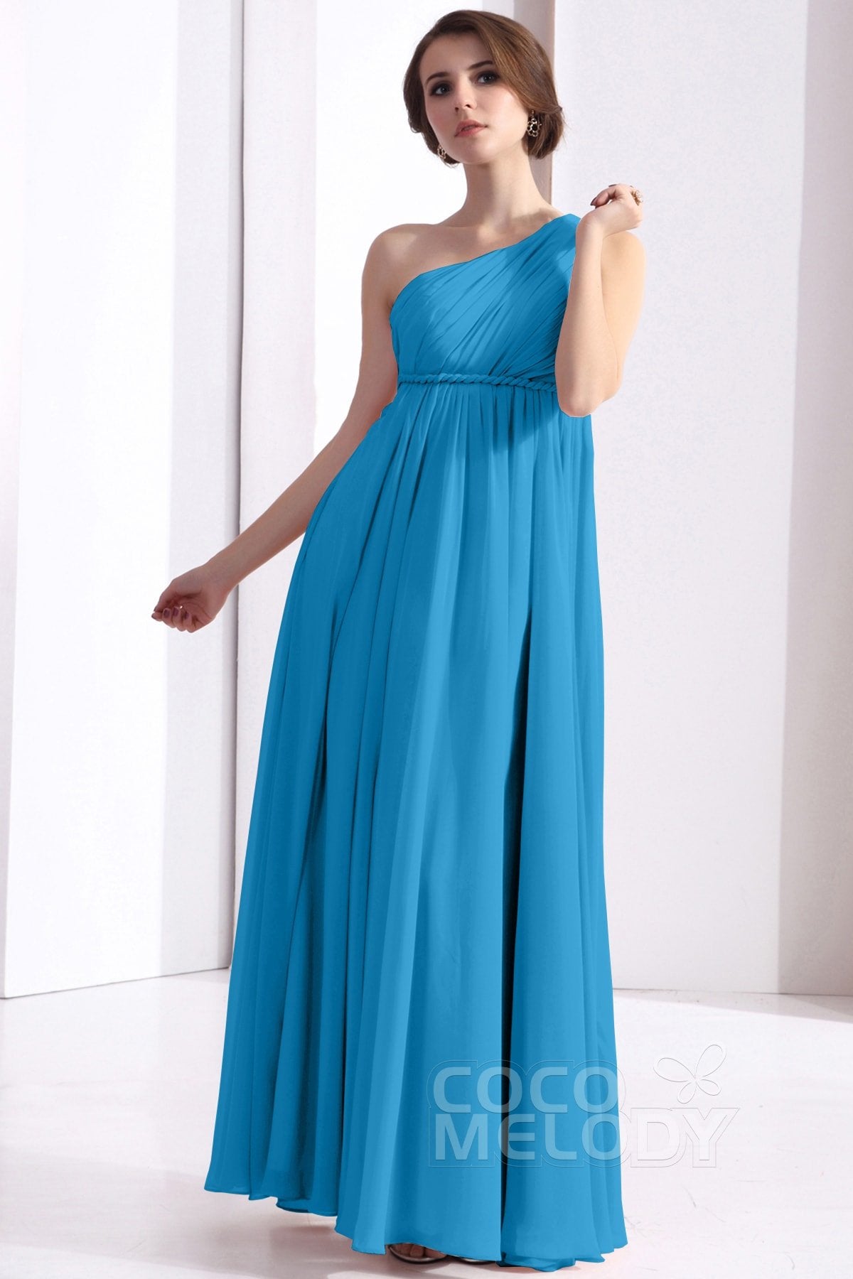 COCOMELODY Sheath Floor Length Chiffon Bridesmaid Dress COSF1300D 