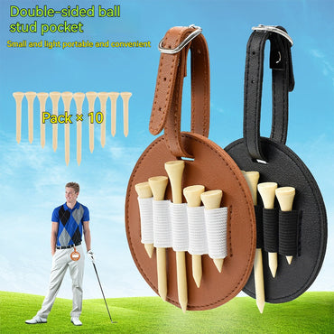 Golf tee insert bag Outdoor storage waist hanging golf leather storage bag 825384188921