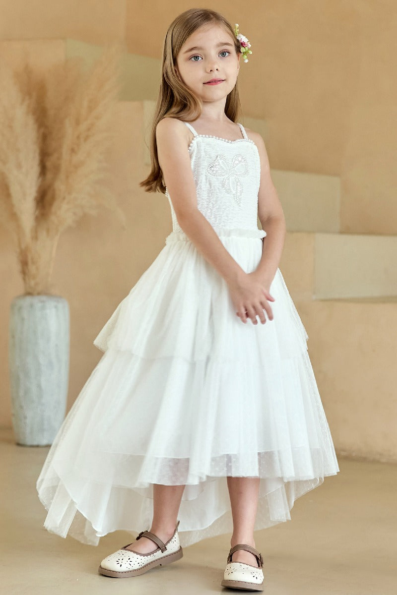 A-Line Sweetheart Neckline Sleeveless Asymmetrical Tulle Flower Girl Dresses 870928364976