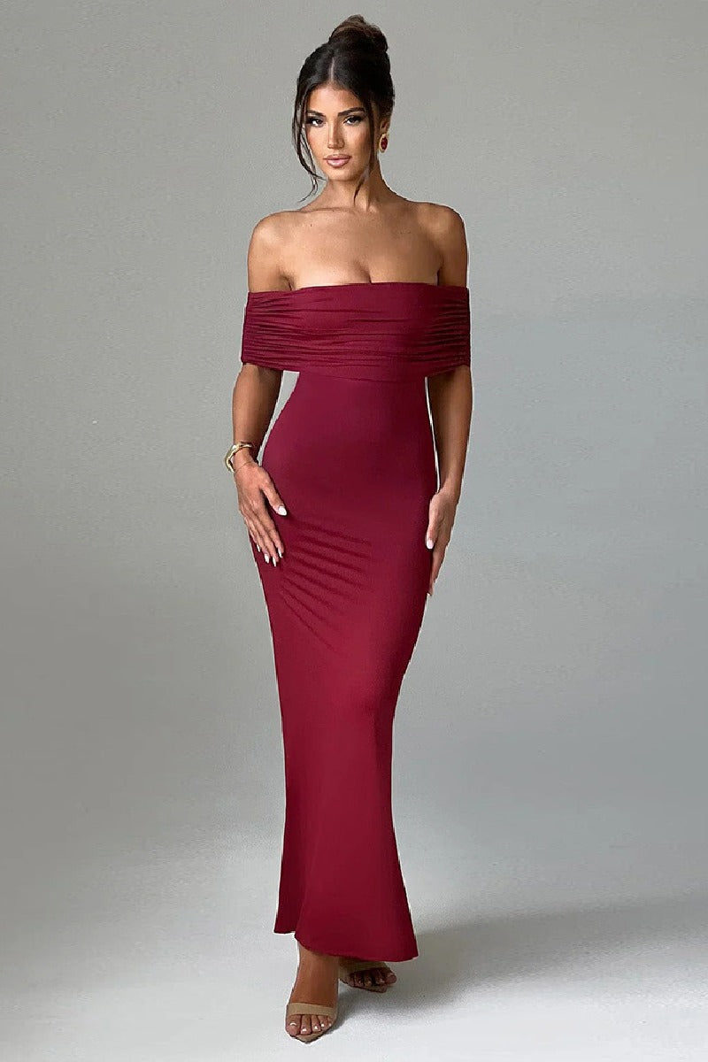 Strapless dress Backless solid color sexy fashion slim dress 799507975284