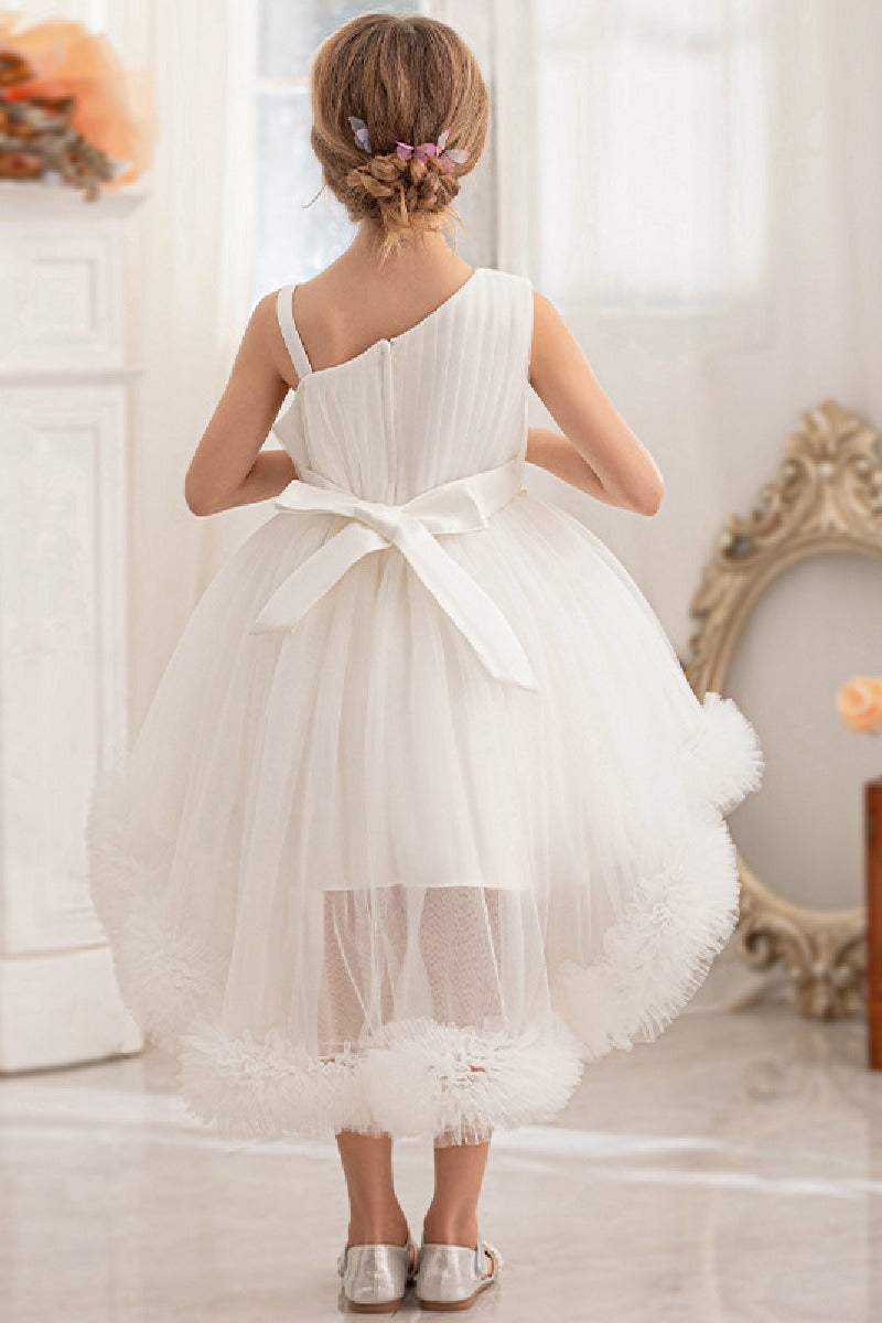 Ball-Gown One Shoulder Tulle High-Low Flower Girl Dresses 797125420828