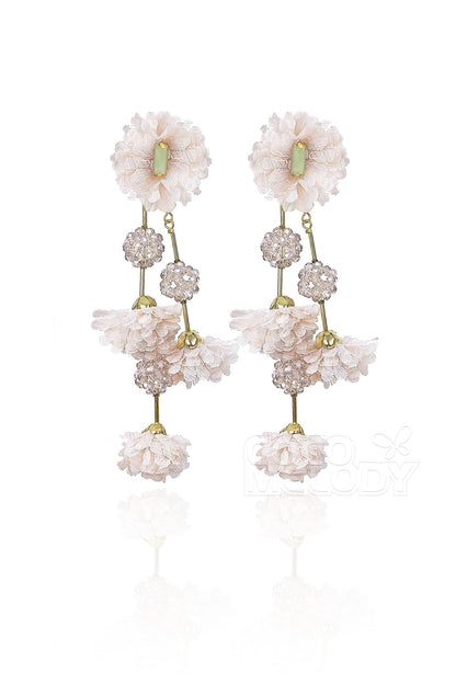 Graceful Flower Wedding Earrings with Beading HG18003