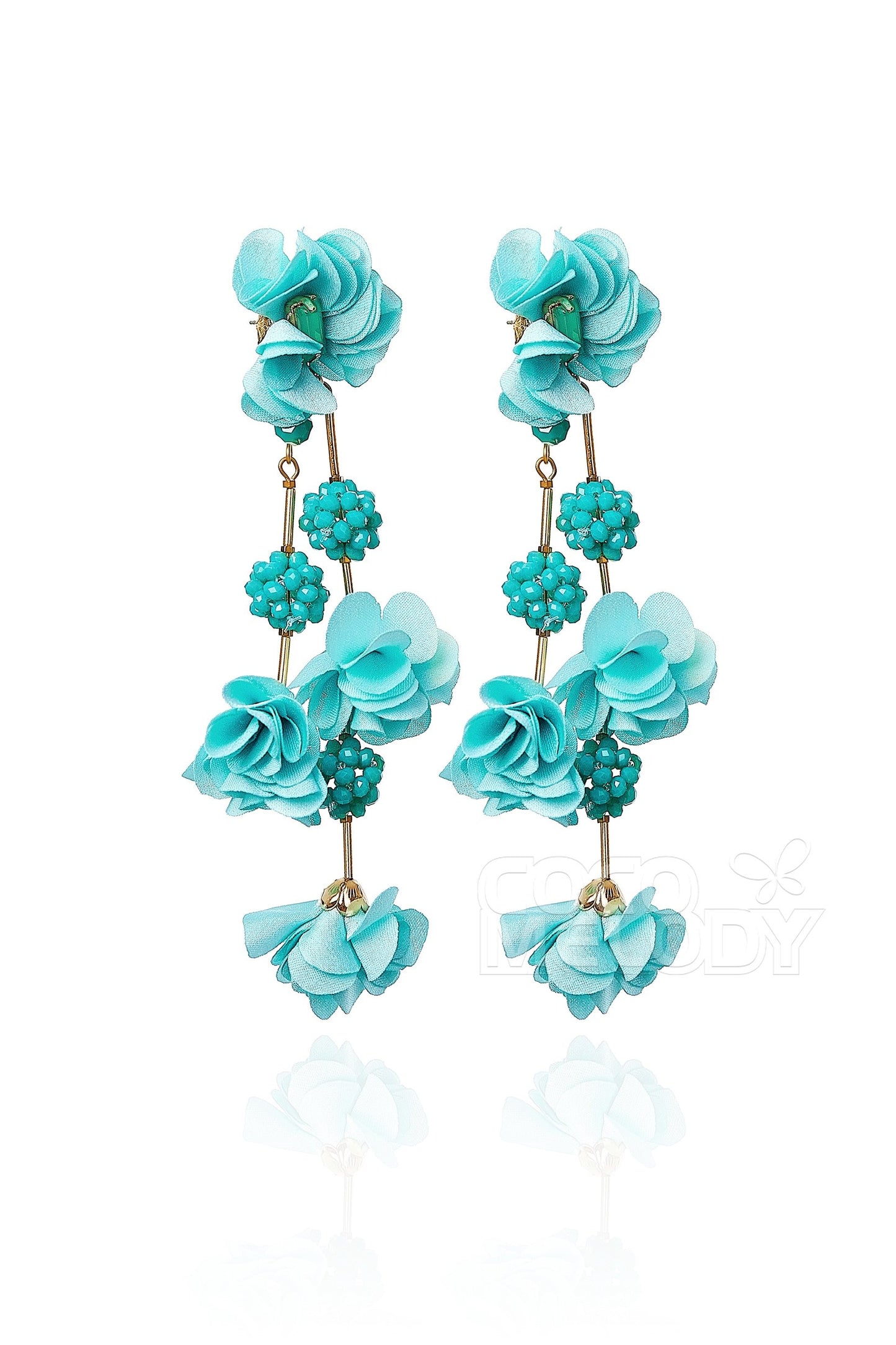 Graceful Flower Wedding Earrings with Beading HG18003