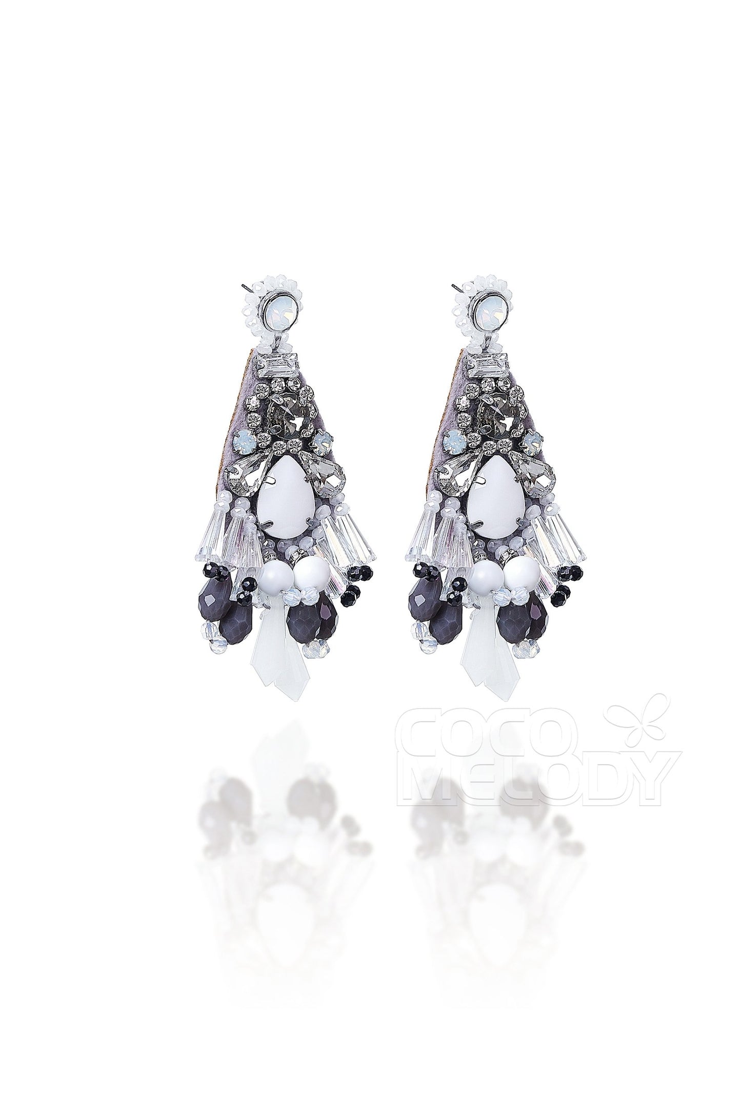 Chic Zircon Wedding Earrings with Jewel and Beading HG18016