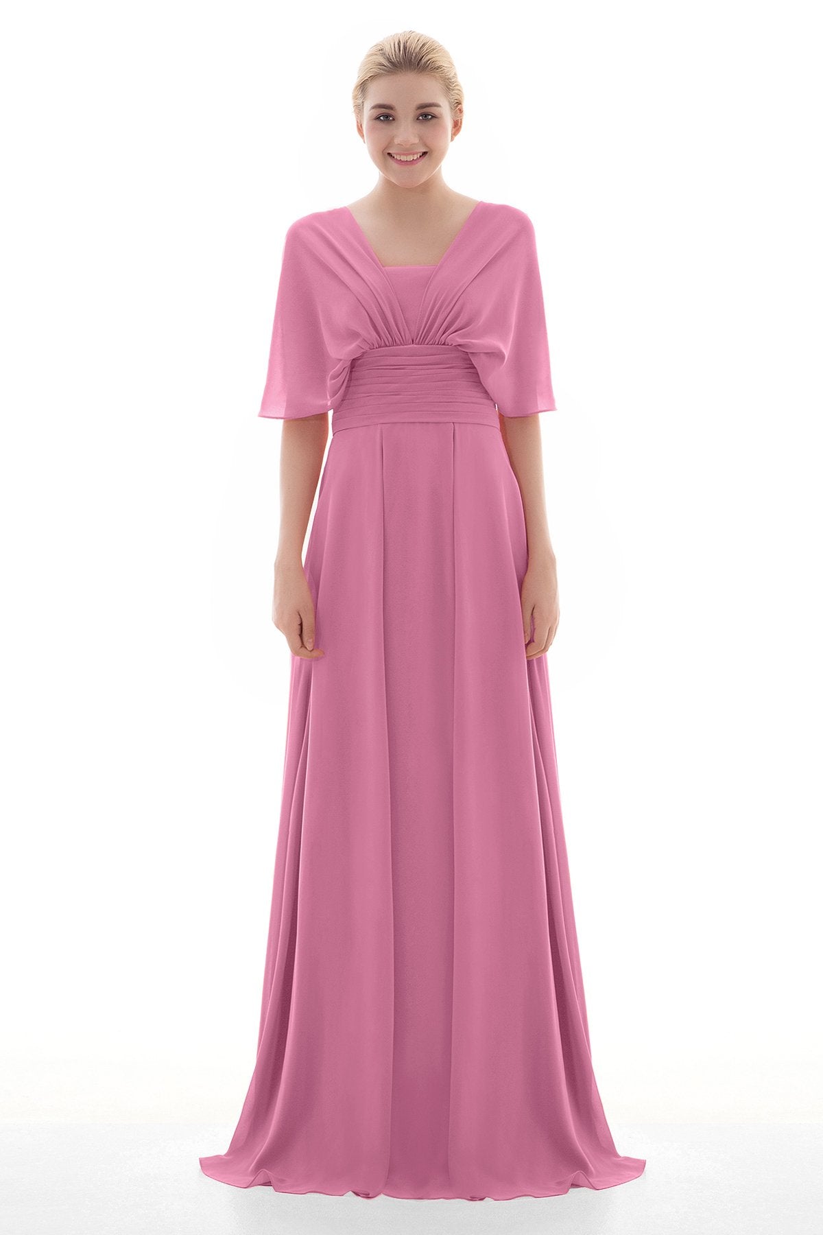 COCOMELODY Sheath Floor Length Chiffon Bridesmaid Dress JOZF15001 