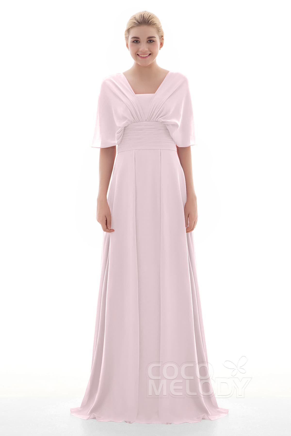 COCOMELODY Sheath Floor Length Chiffon Bridesmaid Dress JOZF15001 