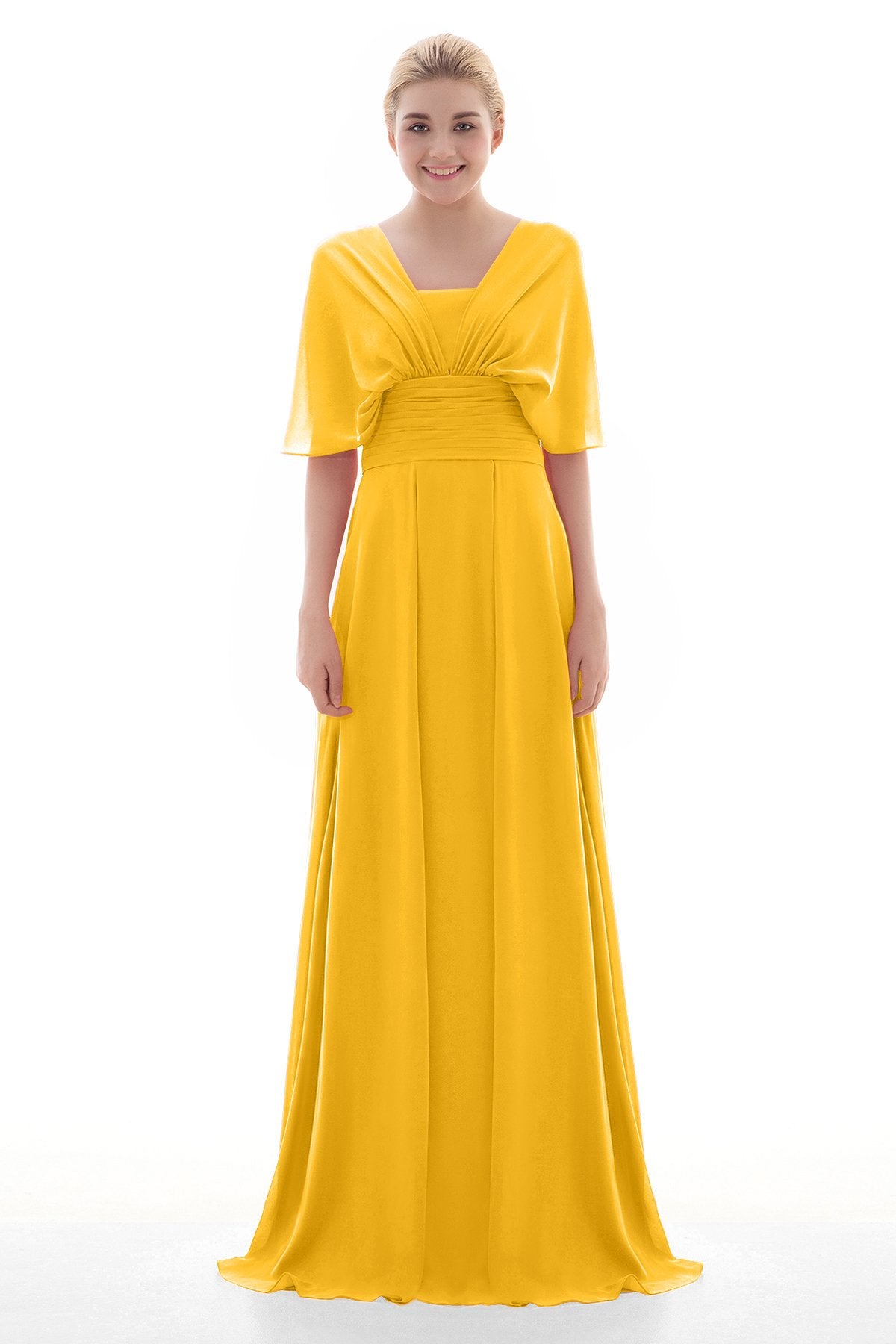 COCOMELODY Sheath Floor Length Chiffon Bridesmaid Dress JOZF15001 