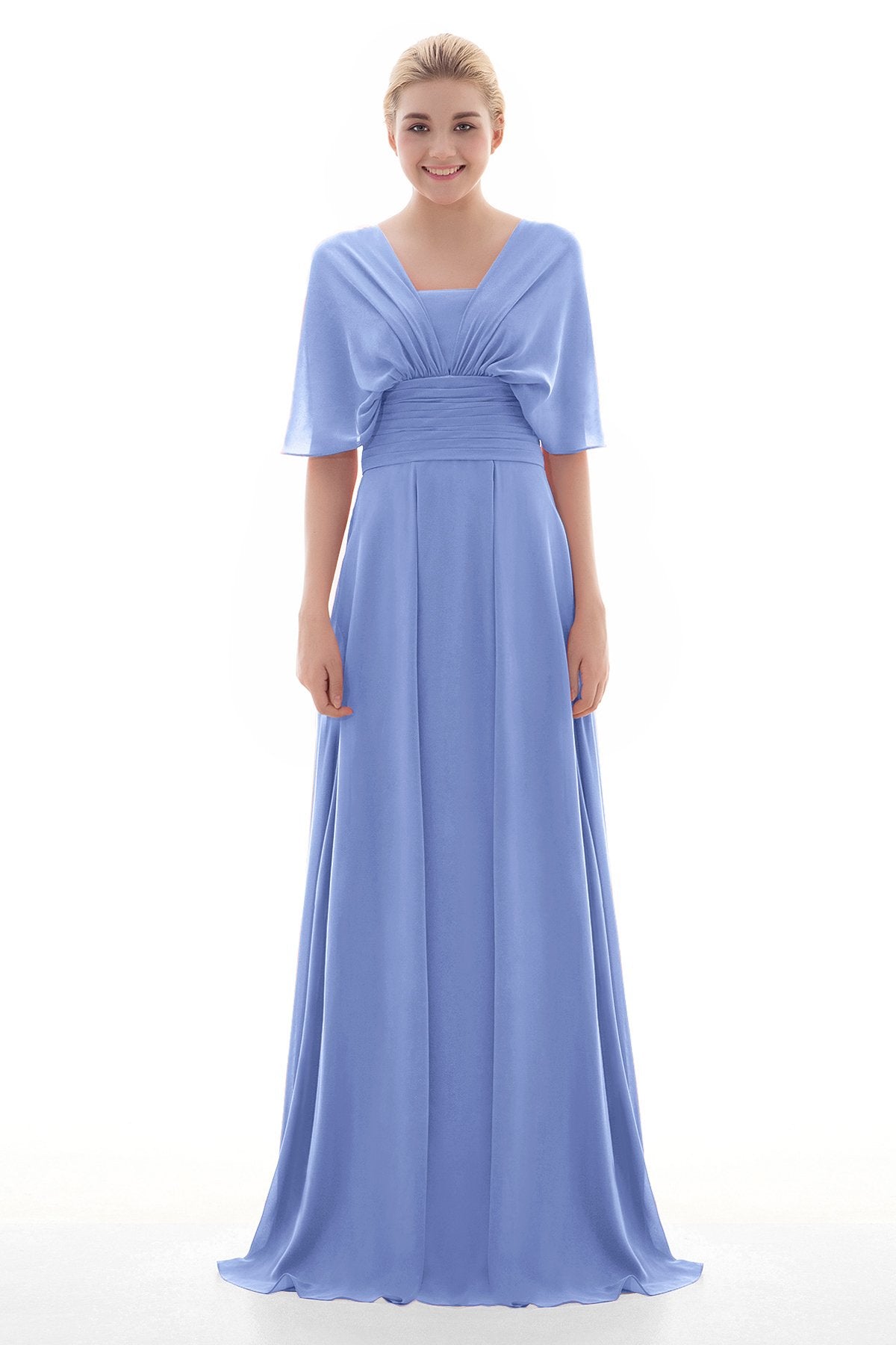 COCOMELODY Sheath Floor Length Chiffon Bridesmaid Dress JOZF15001 