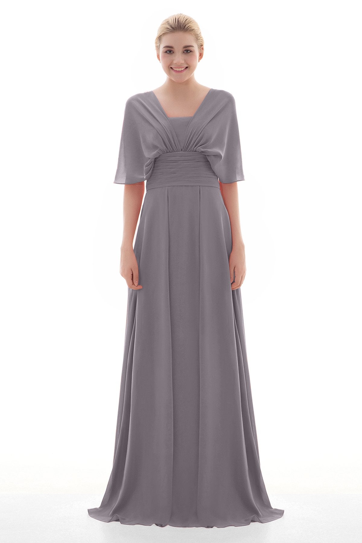 COCOMELODY Sheath Floor Length Chiffon Bridesmaid Dress JOZF15001 