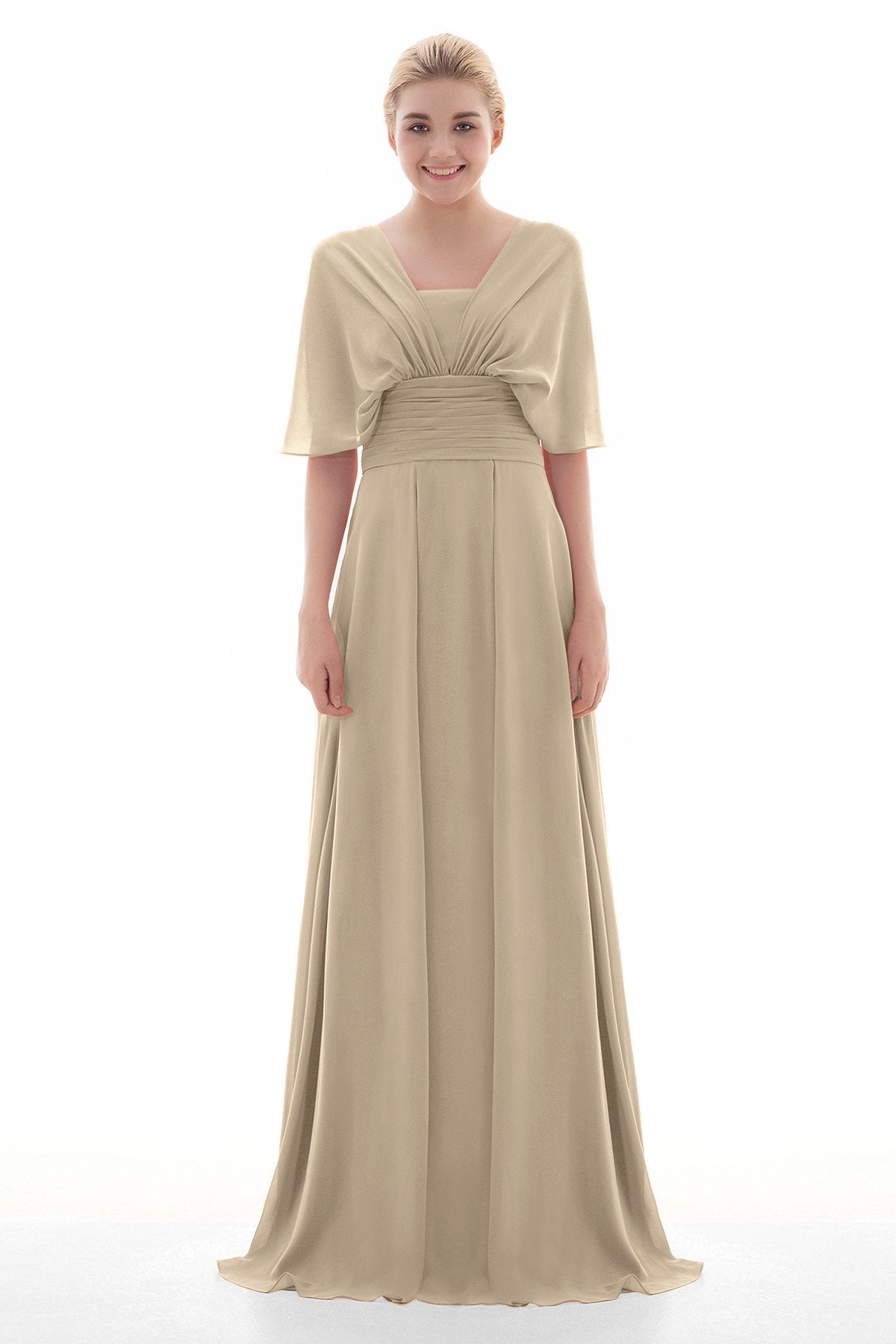 COCOMELODY Sheath Floor Length Chiffon Bridesmaid Dress JOZF15001 