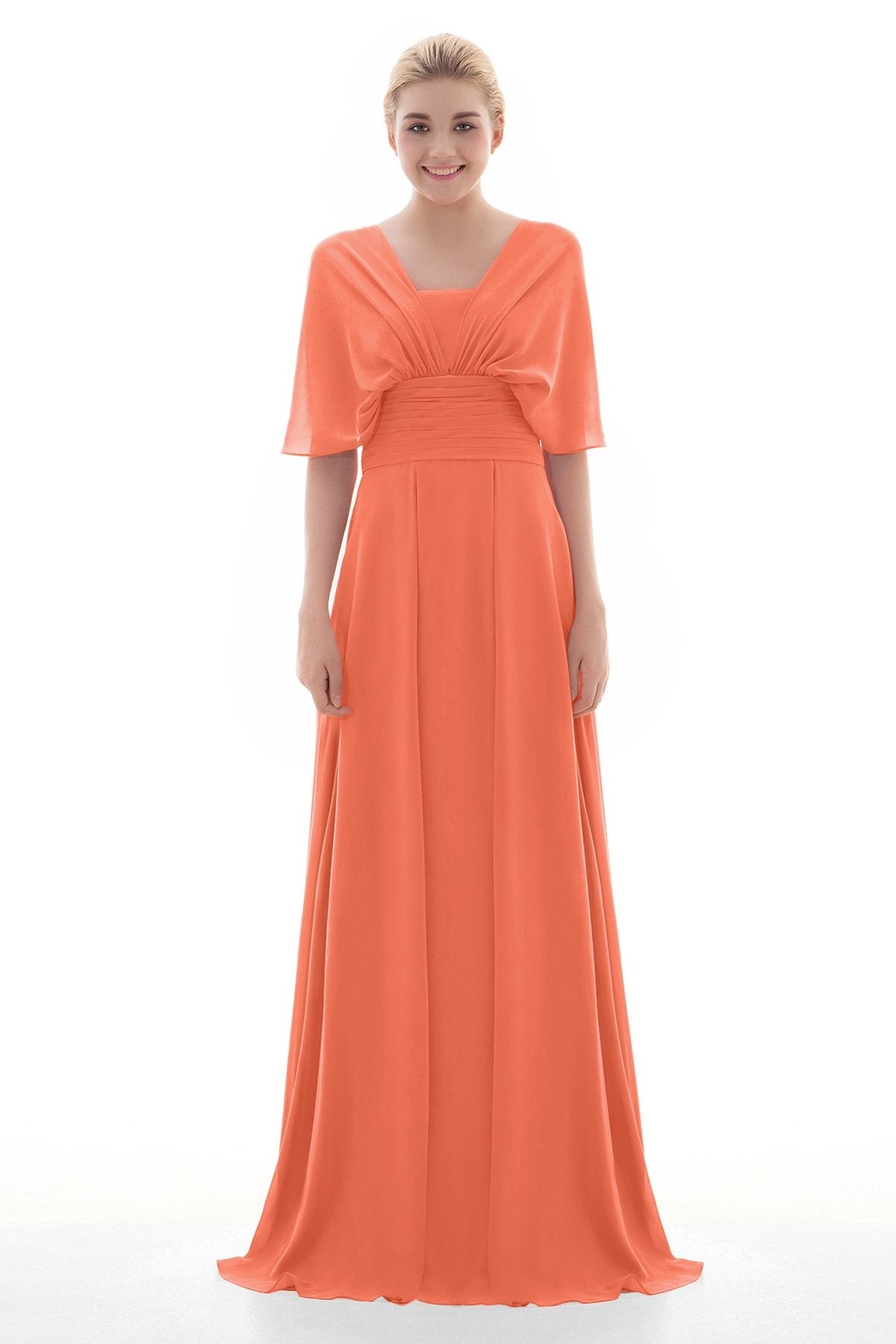 COCOMELODY Sheath Floor Length Chiffon Bridesmaid Dress JOZF15001 