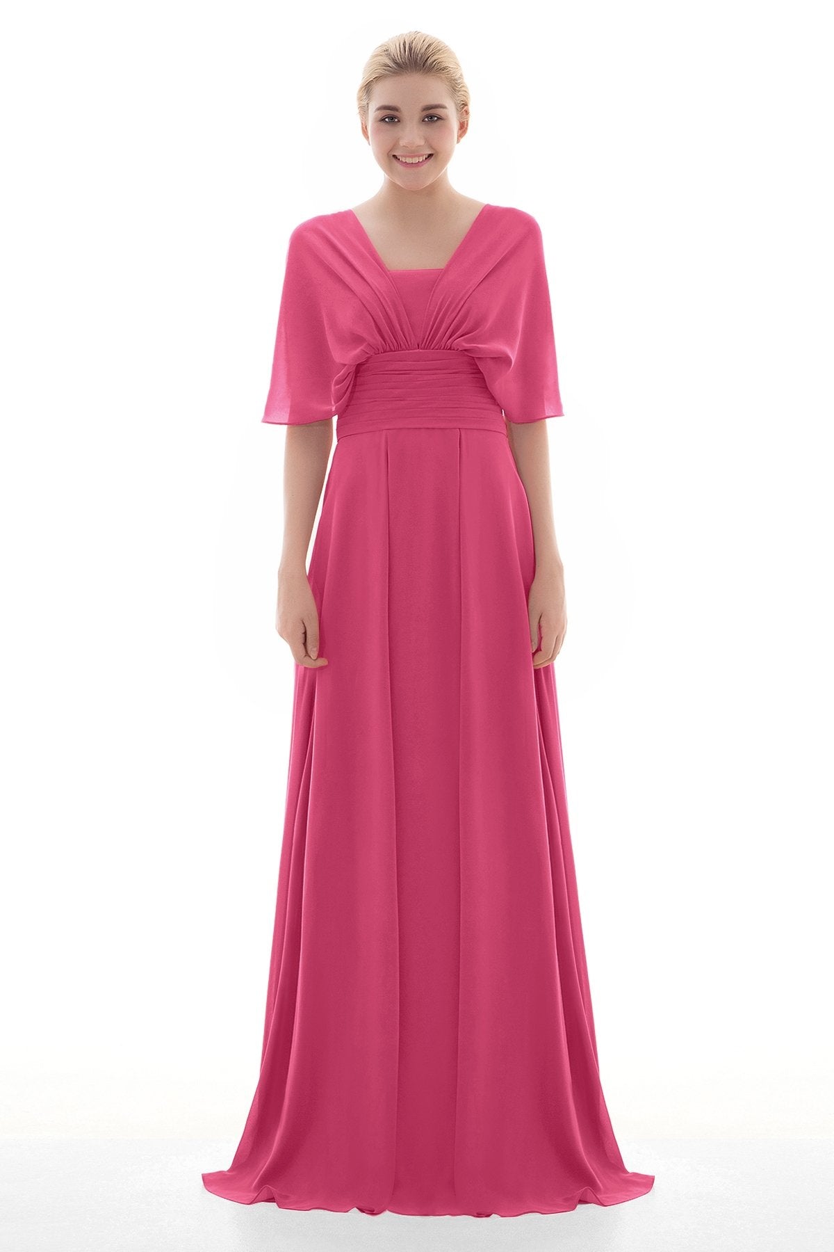 COCOMELODY Sheath Floor Length Chiffon Bridesmaid Dress JOZF15001 