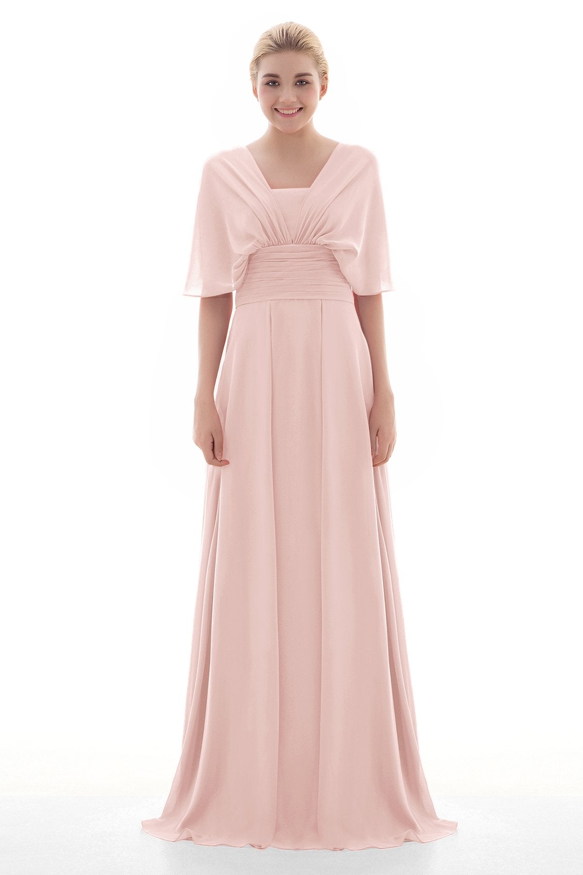 COCOMELODY Sheath Floor Length Chiffon Bridesmaid Dress JOZF15001 