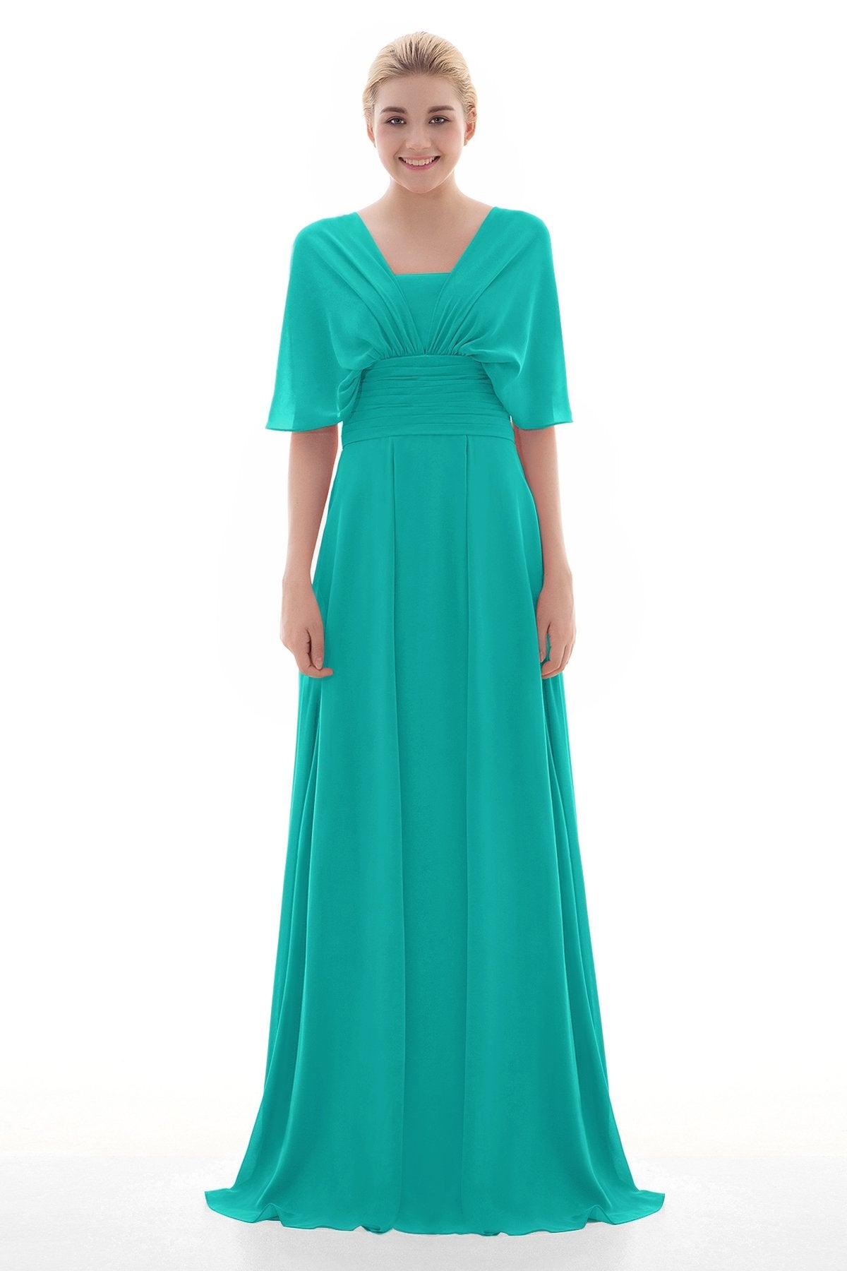 COCOMELODY Sheath Floor Length Chiffon Bridesmaid Dress JOZF15001 