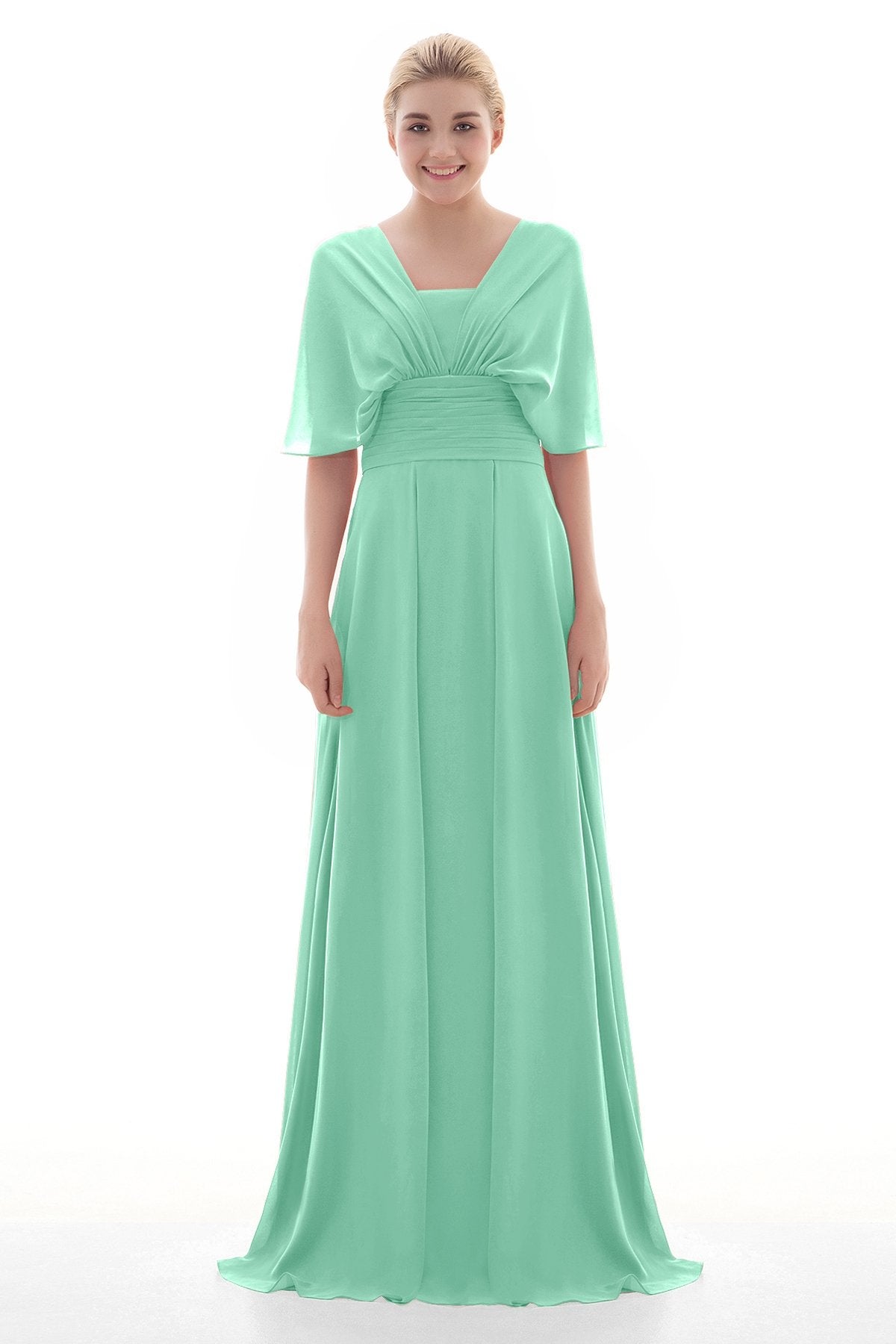 COCOMELODY Sheath Floor Length Chiffon Bridesmaid Dress JOZF15001 