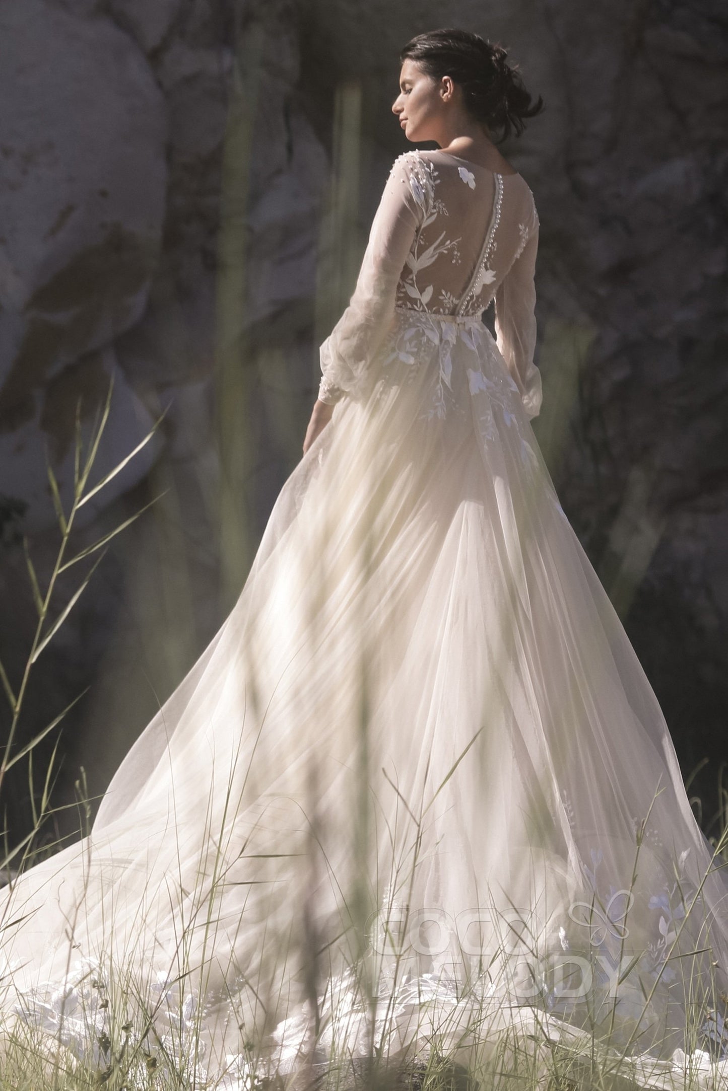 A-Line Chapel Train Tulle Wedding Dress LD5199CR