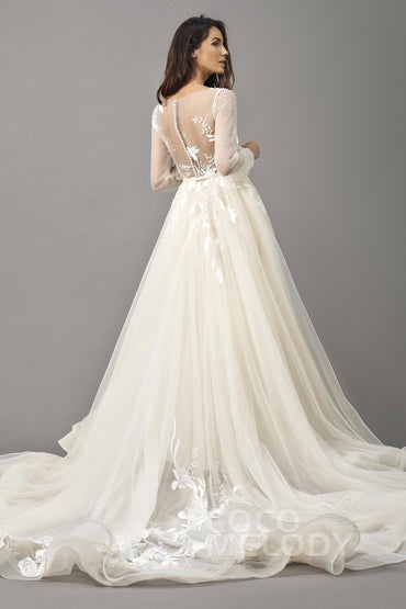 A-Line Chapel Train Tulle Wedding Dress LD5199CR