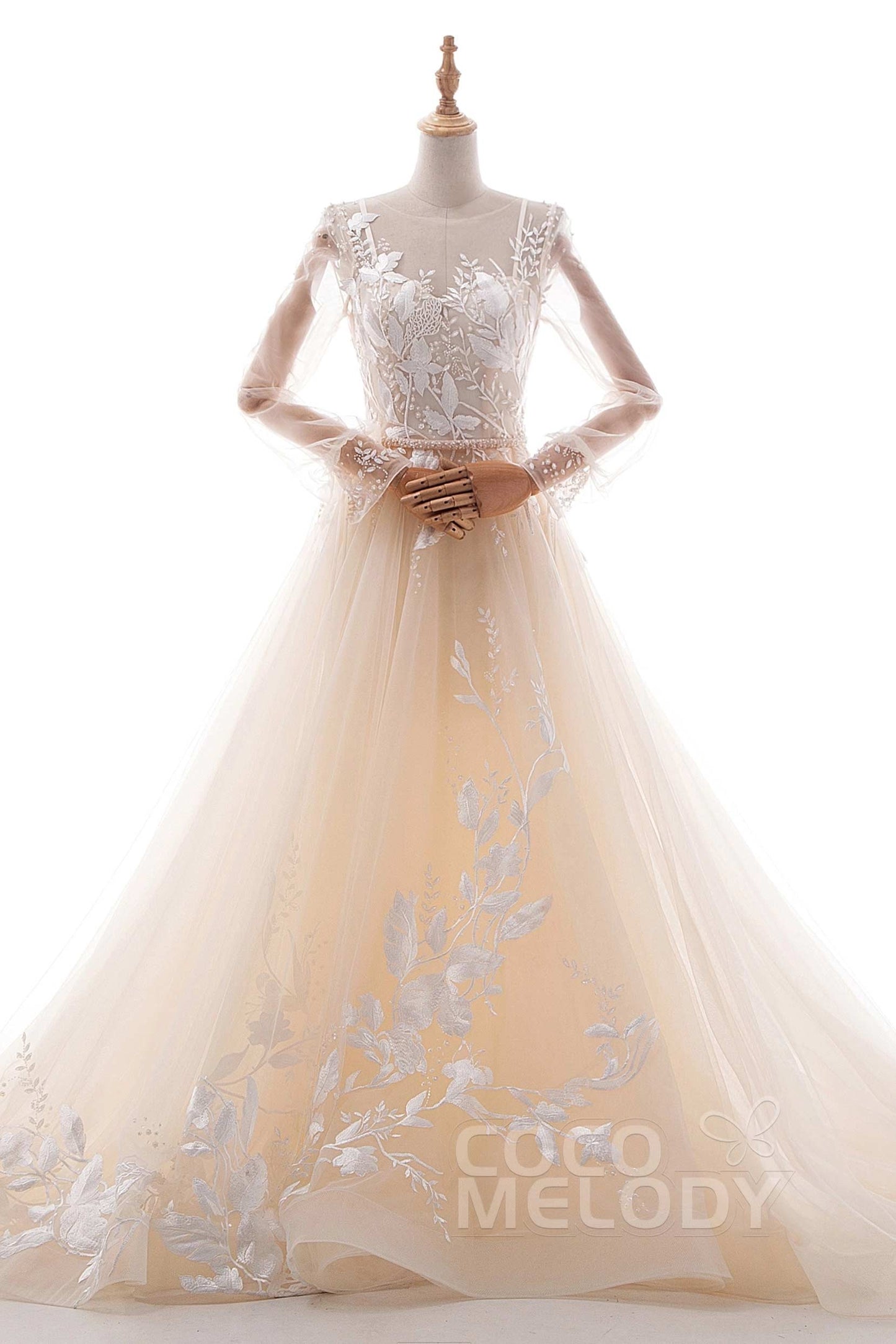 A-Line Chapel Train Tulle Wedding Dress LD5199CR