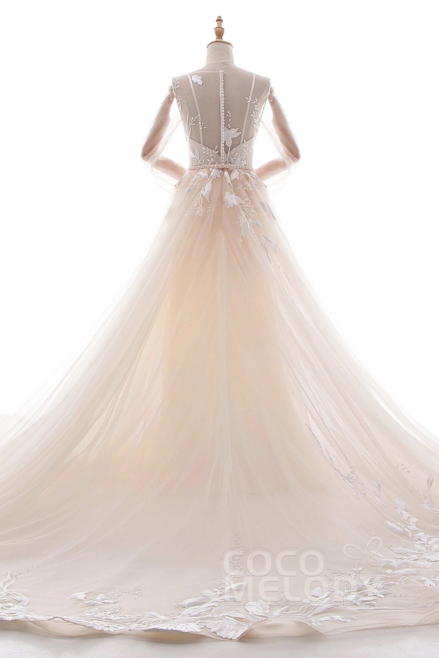 A-Line Chapel Train Tulle Wedding Dress LD5199CR