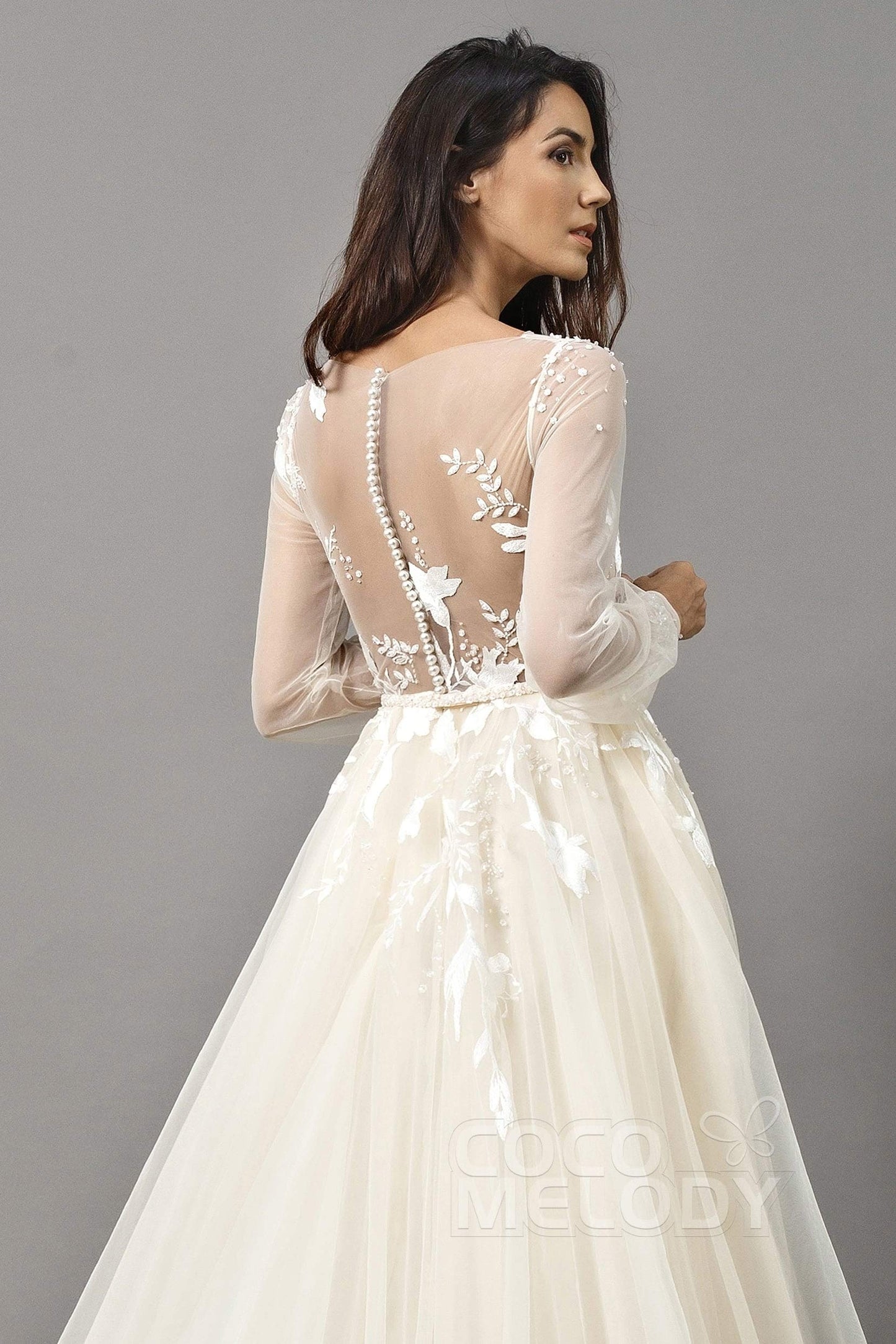 A-Line Chapel Train Tulle Wedding Dress LD5199CR