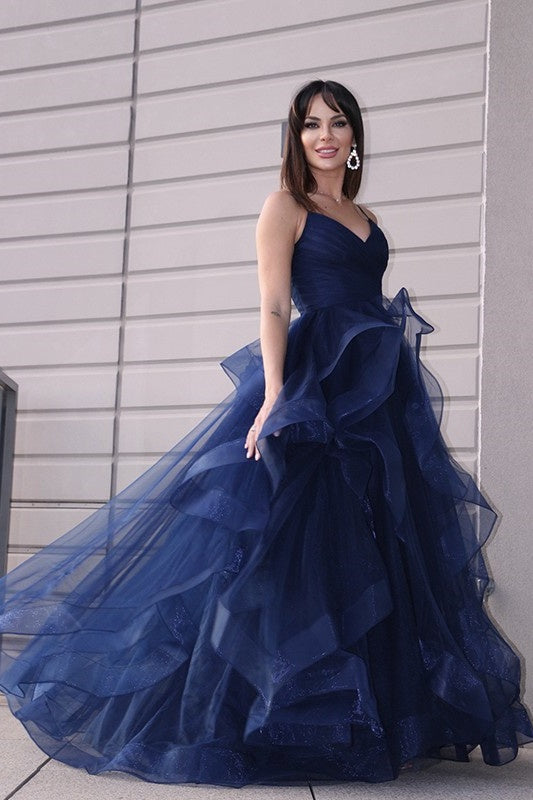 A-Line Floor-Length Tulle Prom Dress CS0412